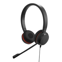 Casque filaire USB stéréo Jabra Evolve 20 - Casque supra-auriculaire pour PC avec micro-cravate pour les appels professionnels, les réunions en ligne