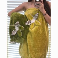 Fille fleur jupe de bain pour adultes doux corail polaire charpie peignoir serviette absorbant sans bretelles conception vêtements de nuit pour femmes
