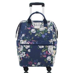 Sac de voyage à roulettes en toile à imprimé floral de grande capacité, bagage cabine - Product Image 5