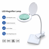 Lampe de bureau loupe LED avec pince, 30 LED, lumière d'agrandissement lumineuse, 2-en-1, col de cygne réglable, éclairage intelligent pour la maison