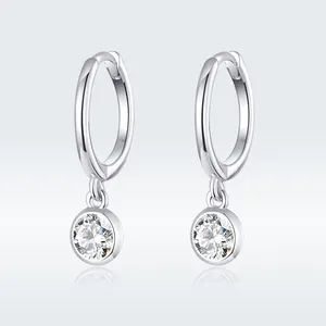 SCE830 Simple jewelry for girls zirconia dangle 925 sterling silver drop earrings