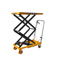 Plataforma Elevadora de Tijera Manual HUGO PA de Acero Inoxidable con Ruedas de Goma, Altura Máxima de 900 mm para Almacén
