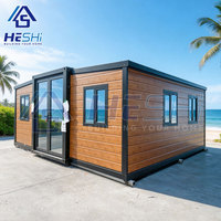 Maison conteneur HESHi, design moderne en bois, espace de vie rectangulaire, maison préfabriquée pour usage extérieur