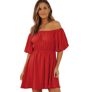 Abiti estivi da <span class=keywords><strong>donna</strong></span> collo quadrato maniche corte Crossover vita Casual Mini <span class=keywords><strong>abito</strong></span> da festa - Product Image 6