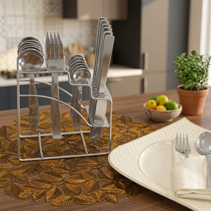 Support de rangement moderne en métal pour couverts, type sur pied, résistant à la rouille, organisateur de vaisselle de cuisine, à un seul niveau, non pliable - Product Image 5