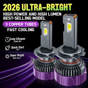 หลอดไฟหน้า LED รุ่นล่าสุดปี 2026 กำลังไฟ 220W ความสว่าง 40000LM พร้อมระบบระบายความร้อนด้วยท่อทองแดง 3 เส้น รองรับหลอด H1 H4 H7 H11 9005 9006 สำหรับรถยนต์ - Product Image 2