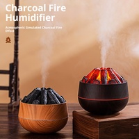 Diffuseur créatif mini-cheminée avec effet de flamme visuel, sortie de brume supérieure, humidificateur d'huiles essentielles pour usage domestique