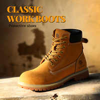 Bottes de sécurité haut de gamme imperméables en cuir de vachette première couche, bottes boutique couleur rhubarbe, respirantes et confortables, chaussures de protection du travail