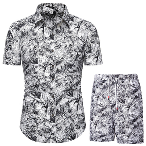 Ensemble de vêtements de plage pour hommes, <span class=keywords><strong>chemise</strong></span> à manches courtes et short imprimés, été <span class=keywords><strong>2022</strong></span>, 2 pièces - Product Image 2