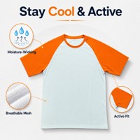 T-shirt unisexe personnalisé 100 % coton respirant à manches courtes raglan, décontracté, couleur contrastante, séchage rapide, anti-plis, col rond