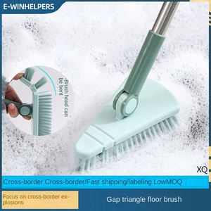 Brosse de nettoyage pour sols et murs à long manche, pointe triangulaire, poils durs, pour carrelage et toilettes dans la salle de bain et la cuisine - Product Image 2