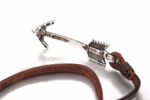 Pulsera de cuero con forma de flecha, chapada en plata antigua, unisex, estilo vintage, regalo - Product Image 4