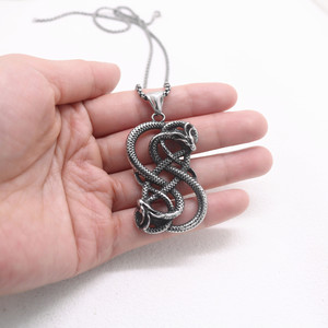 Yunnique-collar de acero de titanio con colgante de serpiente, estilo Punk Hip Hop, joyería Unisex con forma de animal, diseño Retro - Product Image 4