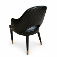 Fauteuil de salle à manger moderne rembourré en gros, chaise en similicuir noir avec coutures losanges pour projets de banquets et bistrots