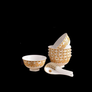 Ensemble de couverts en céramique durable de 4.5 pouces à la mode et exquis avec boîte-cadeau en porcelaine osseuse - Product Image 1