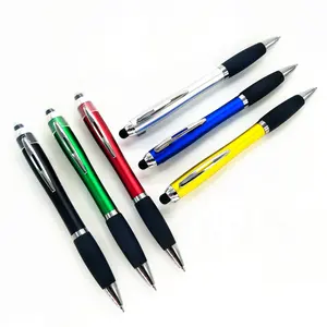 3 in 1 Professional Pen Lieferant Kunststoff Gfit OEM LED Leuchten Soft Touchscreen Stift Benutzer definiertes Logo Stylus Promotion Kugelschreiber