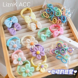 Attaches pour cheveux pour enfants, bandeaux élastiques à nœud floral pour filles, accessoires pour cheveux décontractés, design bicolore - Product Image 4