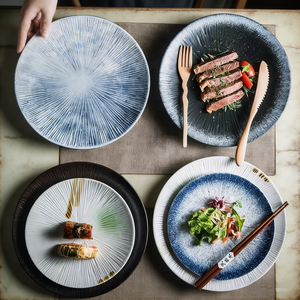 Assiettes <span class=keywords><strong>de</strong></span> service peu profondes élégantes en <span class=keywords><strong>porcelaine</strong></span> réactive LovingHome, design nordique, 8 pouces, pour restaurant, apéritifs et dîner - Product Image 4