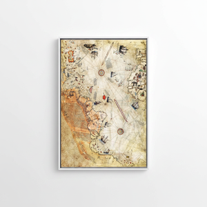 Personalized Antique <b>Map</b> Print: Piri Reis Canvas Wall Art,WHITE FRAMED CANVAS - Product Image 2