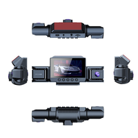 Mini caméra de tableau de bord Wifi 4 canaux 1080p 360° avec 8 lumières infrarouges, vision nocturne, 170 degrés avec objectif arrière, DVR de voiture, surveillance de stationnement 24h/24