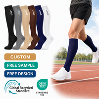 Chaussettes de compression pour la récupération sportive des jeunes, commande en gros, logo personnalisé, respirantes, hauteur genou, en coton, pour cyclisme, club de football, gym