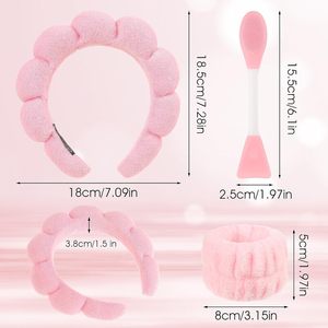 Kit per la cura della pelle 4 pz spazzola per mascherina fasce da polso spugnetta per il trucco Spa <span class=keywords><strong>Set</strong></span> di fasce per donne che lavano il viso - Product Image 6