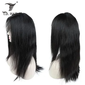 TD HAIR Virgin Human Hair Vietnam Hair Natural Black Color Silky Straight Front Lace Wig Can Make Hairline In Stock