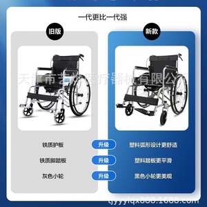 Silla de ruedas manual Longwang de acero plegable con inodoro para ancianos y discapacitados - Product Image 5