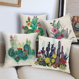 Housse <span class=keywords><strong>de</strong></span> coussin <span class=keywords><strong>de</strong></span> Cactus <span class=keywords><strong>de</strong></span> plantes succulentes d'impression <span class=keywords><strong>de</strong></span> <span class=keywords><strong>lin</strong></span> pour la maison canapé décoratif <span class=keywords><strong>fauteuil</strong></span> chambre - Product Image 1