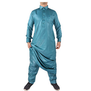 Jalabiya Musulmana de Color Liso <span class=keywords><strong>Estilo</strong></span> Árabe Saudí Al Haramain 2023 al por Mayor, Thobe de Oración de 2 Piezas con Pantalón <span class=keywords><strong>para</strong></span> <span class=keywords><strong>Hombre</strong></span> - Product Image 4