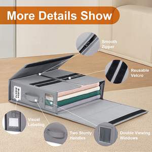 Foldable Bed <b>Sheet</b> Set Organizers and Storage Large Size Linen Fabric with Window and Label Under Bed Storage Box for Bedsheets - Product Image 3