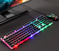 GTX300 - Juego de Teclado Mecánico Silencioso con Cable USB de 2.4G y 108 Teclas, Ratón, Retroiluminación RGB, Resistente al Agua, Combo para Juegos con Carga para PC