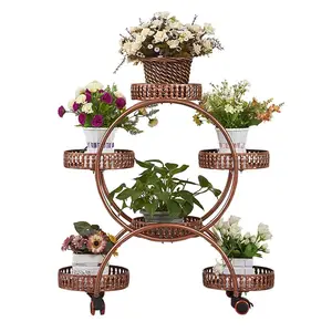 Prateleira de metal com 5 camadas para plantas, suporte interno para decoração de casa, prateleira multifuncional de ferro para plantas, organizador de vasos de flores