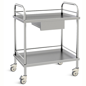 Carrito de Medicamentos de Acero Inoxidable con Cajón y Dos Estantes - Product Image 1