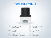 Capteur LiDAR 2D YDLIDAR TIA-H, 300 kHz, haute vitesse, scanner 200 degrés, IP65, pour la navigation robotique, évitement d'obstacles AGV