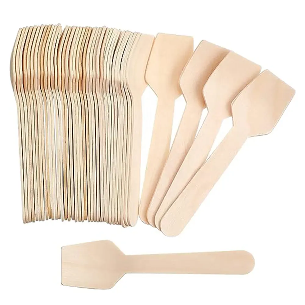 Eco-friendly 9.5cm wooden Compostable Utensils Cutlery Kit Disposable Spoons With Plastic Bag