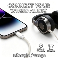 Adaptateur casque Type-C vers prise jack 3,5 mm femelle avec puce DAC intégrée, câble audio stéréo en PVC tressé pour téléphone portable