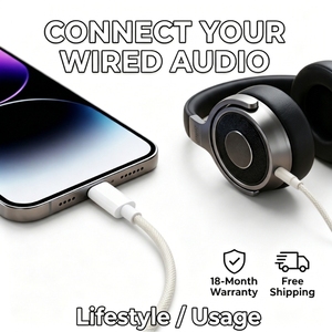 Adaptateur de casque de type <span class=keywords><strong>C</strong></span> à prise femelle 3,5 mm, puce DAC intégrée, cordon audio stéréo tressé pour tablette et téléphone - Product Image 3