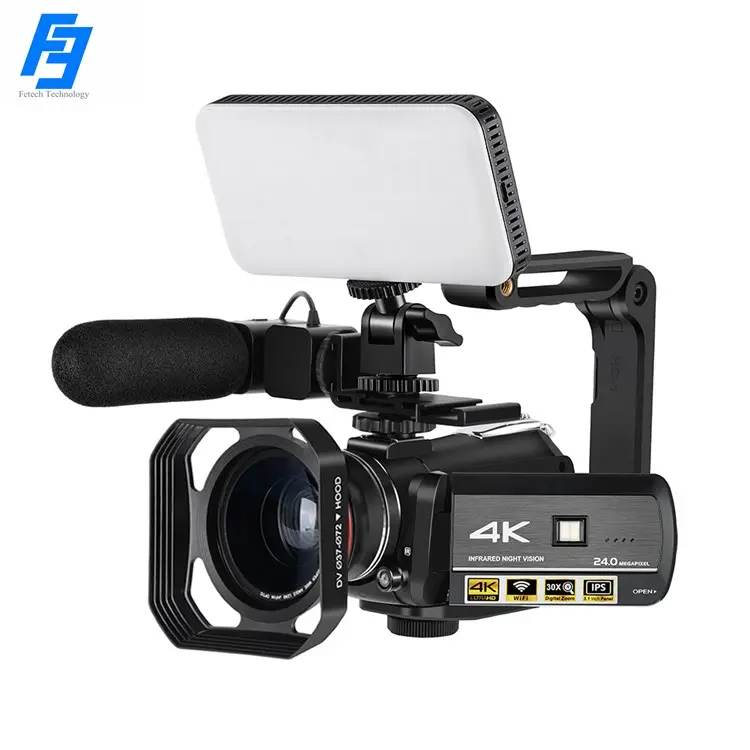 Máy Quay Video 4K Mẫu Mới 2021 Máy Ảnh UHD Vlogging 24MP Có Micro Đèn Video Ống Kính Góc Rộng Tay Cầm Móc Dễ Dàng 7 Trong 1