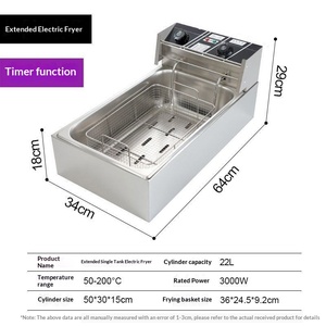 <strong>Electric</strong> Commercial Kitchen <strong>Stainless</strong> Steel Oil Fryer Timed Medium <strong>Frying</strong> Basket Counter Top 10L/20L/22L Capacity Extended 1 - Product Image 1