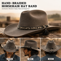 Bandes de chapeau en crin de cheval tressées à la main/machine, multi-brins, pour chapeaux de cowboy western, accessoires naturellement rigides