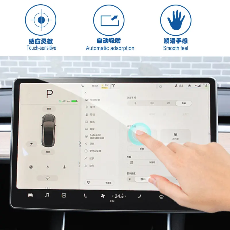 Penjualan terlaris kualitas terbaik untuk Tesla Model 3 Model Y pelindung layar kaca Tempered 9H pelindung navigasi mobil kaca