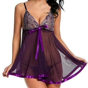 Lencería sexy Conjunto de ropa interior de mujer Ropa de dormir de encaje en forma de V Vestido sexual para la cama - Product Image 5