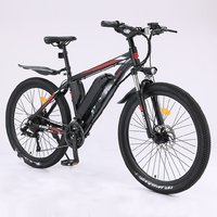 Vente en gros en usine Gros vélo électrique 26 pouces 36v Alimenté par batterie au lithium VTT Moteur central sans balais 21 vitesses en acier
