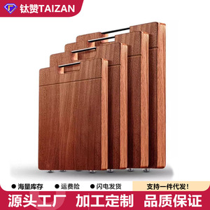 Solid Ebony Wood Cutting Board Anti Bacterial Kitchen Chopping Block With Hooks For Food Prep - Product Image 3