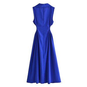 R40578S abito da altalena <span class=keywords><strong>grande</strong></span> colletto aperto in vita tinta unita moda donna all'ingrosso - Product Image 5
