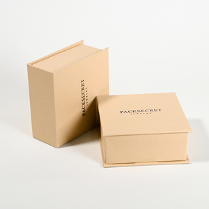 PackSecret Recycled Custom Printed Luxury Small Beige Rigid Cardboard Magnetic Closure Gift Packaging <b>Paper</b> Box for Jewelry Set - Product Image 5