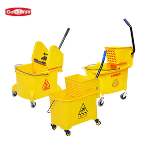 Carro de fregona de plástico con escurridor, resistente, comercial, con cubo de >30L, ecológico, para hoteles, restaurantes y limpieza - Product Image 1