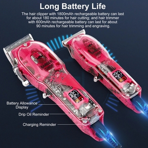 2025 nouveaux produits Rechargeable professionnel sans fil <span class=keywords><strong>Kit</strong></span> de toilettage outil de barbier 2 pièces LCD cheveux rasoir coupe tondeuse tondeuse - Product Image 5