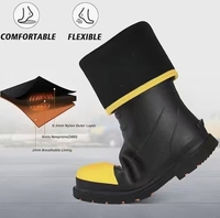 Bottes en caoutchouc à embout d'acier Trudave pour hommes, avec semelle intermédiaire en PU antidérapante et imperméable, doublure en fourrure, durables pour la boue, la chasse, le travail et la pluie